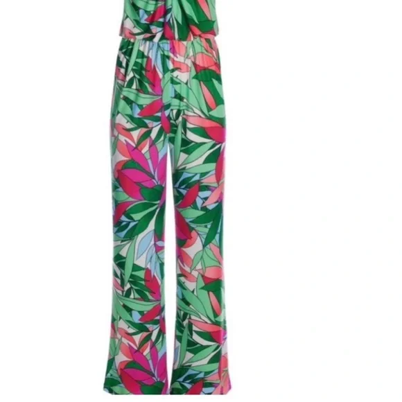 Boston‎ Proper Tropical Palm Print Dela Halter Ring Jumpsuit Sz S - Picture 9 of 13